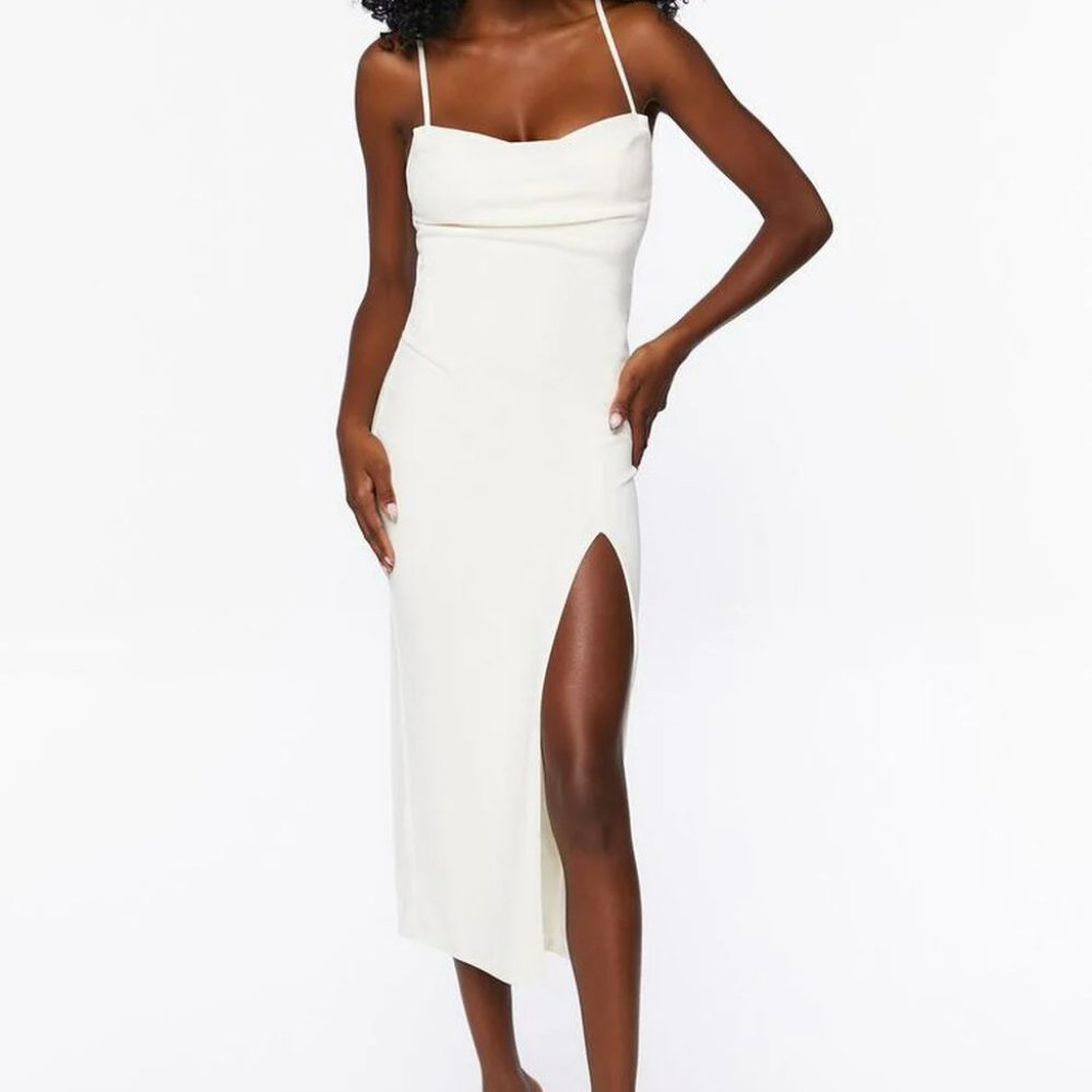 NEW Forever 21 Cowl Neck Slit Midi Dress, Size M